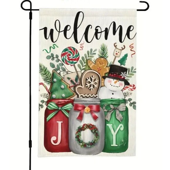Christmas Garden Flag 12x18in Double sided Polyester Welcome Joy - Picture 1 of 1